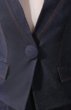 Женский жакет из вискозы GIORGIO ARMANI синего цвета, арт. 0SHGG0EH/T00G8 | Фото 5 (Рукава: Длинные; Случай: Повседневный; Длина (для топов): Стандартные; Региональные ограничения белый список (Axapta Mercury): RU; 1-2-бортные: Однобортные; Материал внешний: Вискоза; Женское Кросс-КТ: Жакет-одежда; Материал подклада: Шелк; Статус проверки: Проверена категория)
