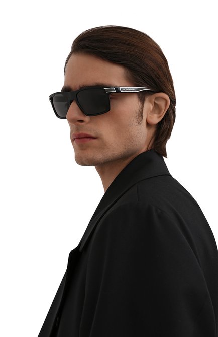 Мужские солнцезащитные очки DOLCE & GABBANA черного цвета, арт. 6160-501/87 | Фото 2 (Тип очков: С/з; Кросс-КТ: С/з-мужское; Оптика Гендер: оптика-мужское; Очки форма: Прямоугольные)