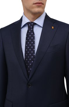 Мужской шелковый галстук LUIGI BORRELLI синего цвета, арт. CR361176 | Фото 2 (Принт: С принтом; Материал: Текстиль, Шелк)