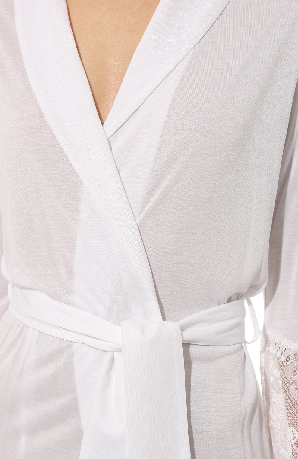 Женский халат LA PERLA белого цвета, арт. 0048210 | Фото 5 (Материал внешний: Синтетический материал)