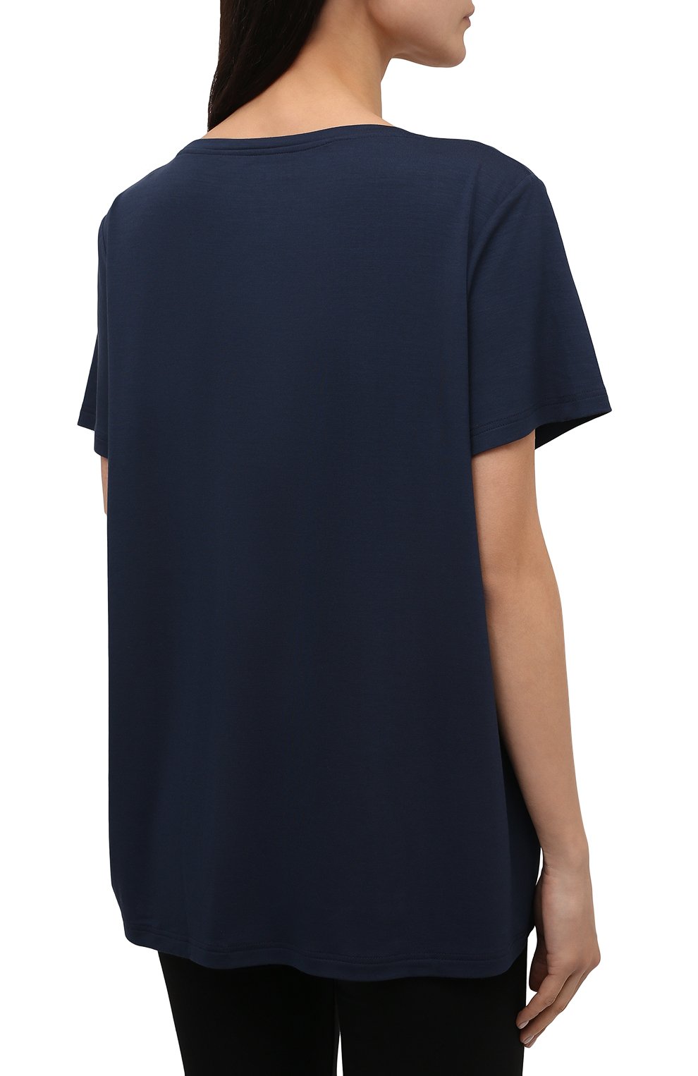 Женская футболка DEREK ROSE темно-синего цвета, арт. 1227-LARA001 | Фото 4 (Материал внешний: Синтетический материал; Женское Кросс-КТ: Футболка-белье)