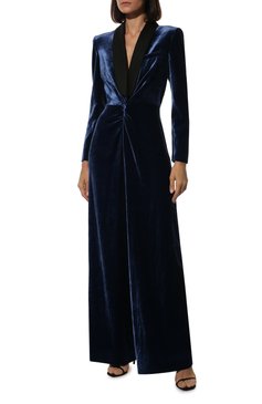 Женский бархатный комбинезон RALPH LAUREN синего цвета, арт. 290773532 | Фото 2 (Длина (брюки, джинсы): Удлиненные; Рукава: Длинные; Случай: Вечерний; Принт: Без принта; Материал внешний: Вискоза; Статус проверки: Проверено; Стили: Романтичный; Материал подклада: Шелк; Женское Кросс-КТ: Комбинезон-одежда)