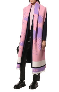 Женский шарф из шерсти и шелка BURBERRY розового цвета, арт. 8049688 | Фото 2 (Материал: Текстиль, Шерсть)
