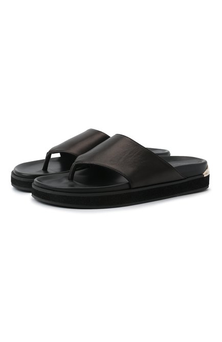 Женские кожаные шлепанцы rowan JIMMY CHOO черного цвета по цене 54900 руб., арт. R0WAN FLAT/ZSA | Фото 1