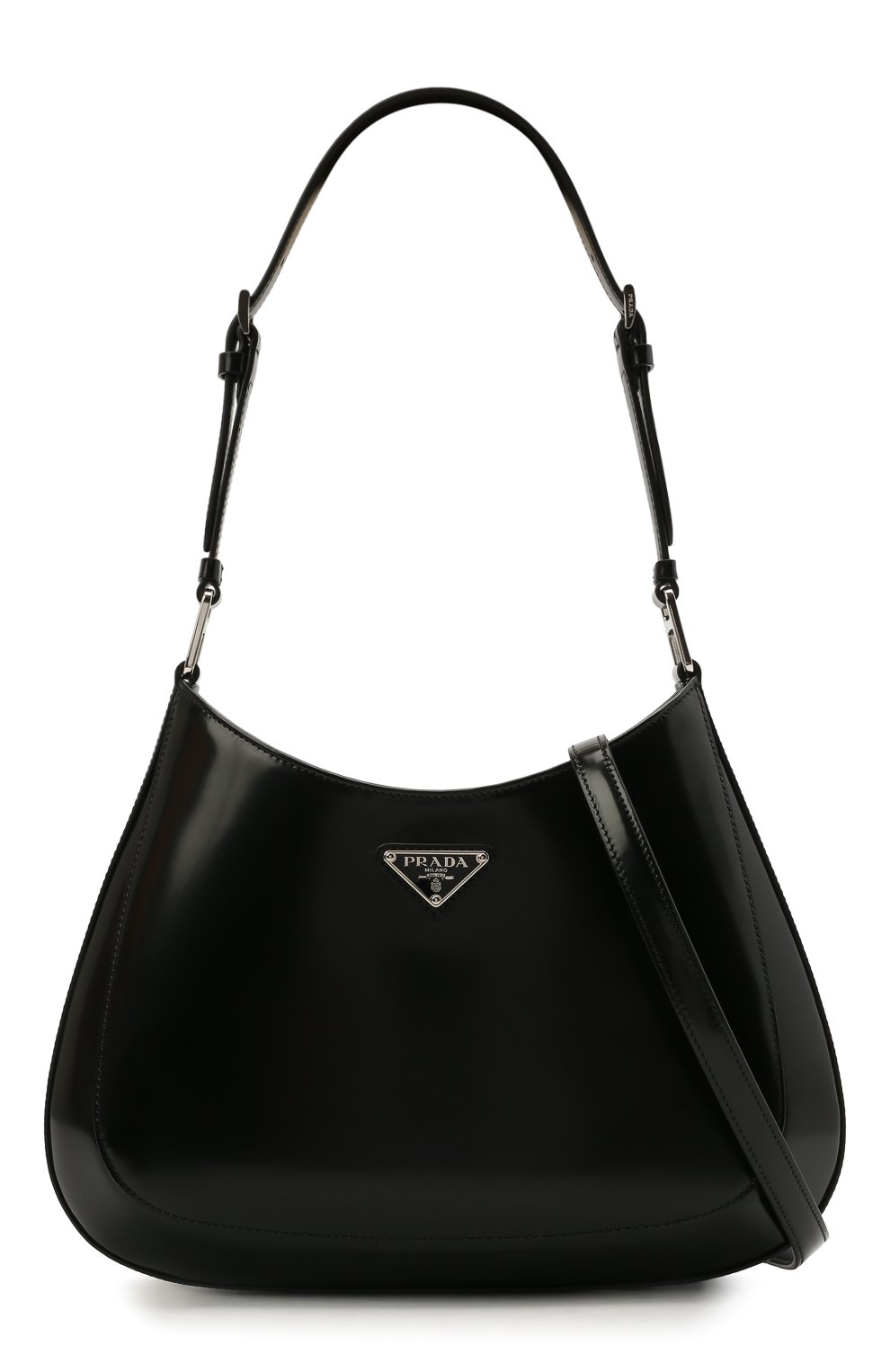 Женская сумка cleo PRADA черного цвета, арт. 1BC156-ZO6-F0002-HOO | Фото 6 (Сумки-технические: Сумки top-handle; Размер: medium; Материал: Натуральная кожа; Ремень/цепочка: На ремешке)