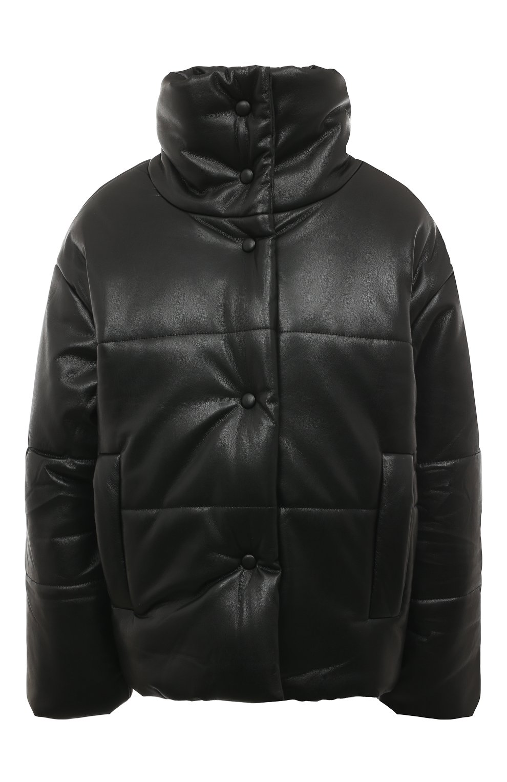 Женская утепленная куртка из экокожи NANUSHKA черного цвета, арт. NW22CR0W00199 | Фото 1 (Кросс-КТ: Куртка, Утепленный; Рукава: Длинные; Материал внешний: Синтетический материал; Материал сплава: Проставлено; Материал подклада: Синтетический материал; Драгоценные камни: Проставлено; Длина (верхняя од ежда): Короткие; Стили: Минимализм)