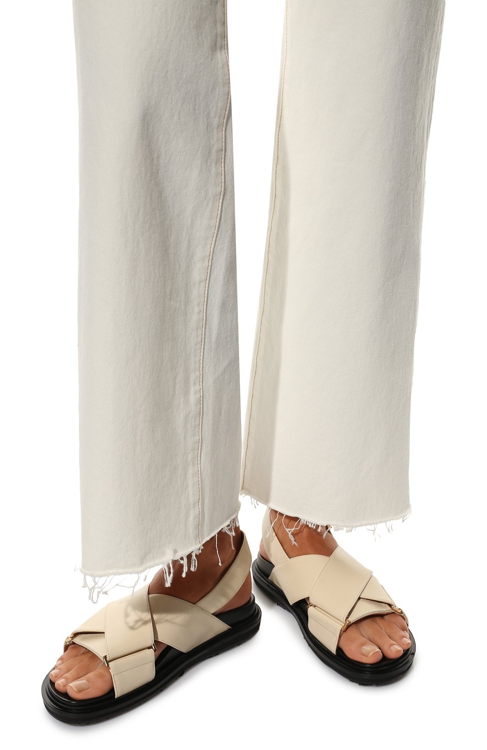 Женские кожаные сандалии MARNI кремвого цвета, арт. FBMS005201/P3614 | Фото 3 (Подошва: Платформа; Материал внутренний: Натуральная кожа; Региональные ограничения белый список (Axapta Mercury): RU)