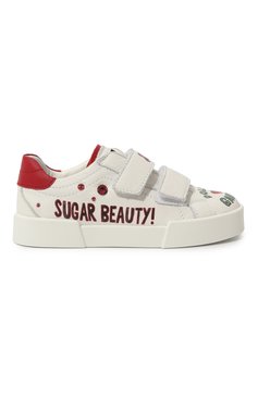 Детские кожаные кеды DOLCE & GABBANA белого цвета, арт. D11212/AI701/29-36 | Фото 5 (Материал внутренний: Натуральная кожа; Материал сплава: Проставлено; Нос: Не проставлено)
