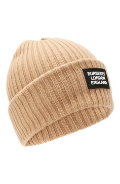 Женская шерстяная шапка BURBERRY бежевого цвета, арт. 8022868 | Фото 1 (Материал: Текстиль, Шерсть)