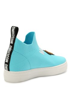Мужского текстильные кеды MOSCHINO бирюзового цвета, арт. 67505/T0MAIA/28-35 | Фото 3 (Мальчики Кросс-КТ: Обувь-высокие; Региональные ограничения белый список (Axapta Mercury): Не проставлено, RU; Материал сплава: Проставлено; Нос: Не проставлено)