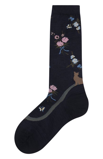 Женские шерстяные носки ANTIPAST синего цвета, арт. AM-529A | Фото 1 (Материал внешний: Шерсть, Синтетический материал)