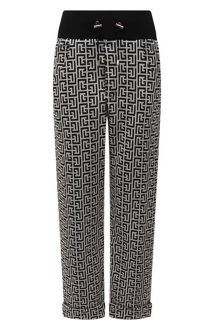 Женские хлопковые брюки BALMAIN черно-белого цвета по цене 157000 руб., арт. WF10B000/J193 | Фото 1