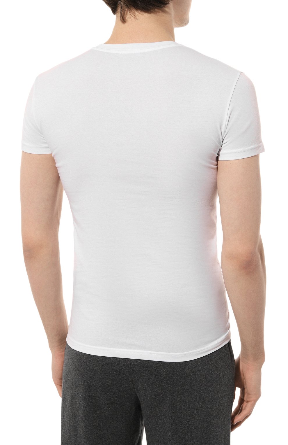 Мужская хлопковая футболка EMPORIO ARMANI белого цвета, арт. 111035/3R513 | Фото 4 (Кросс-КТ: домашняя одежда; Рукава: Короткие; Длина (для топов): Стандартные; Материал сплава: Проставлено; Материал внешний: Хлопок; Драгоценные камни: Проставлено)