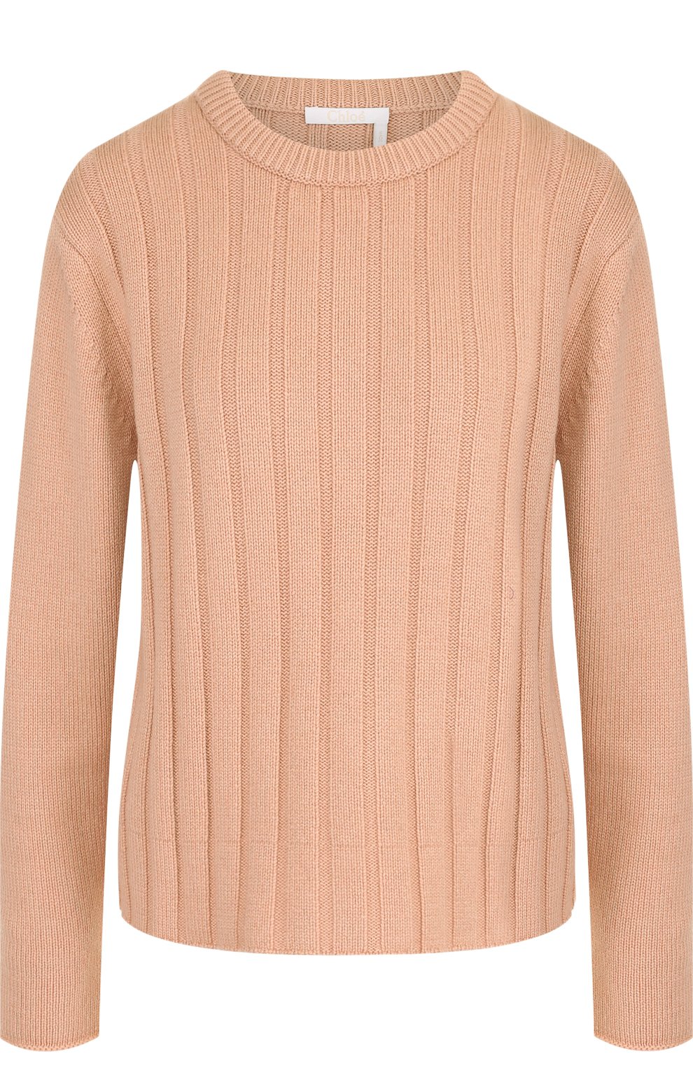 Трикотаж Chloé, Однотонный кашемировый пуловер с круглым вырезом Chloé, Китай, Розовый, Кашемир: 100%;, 4446399  - купить