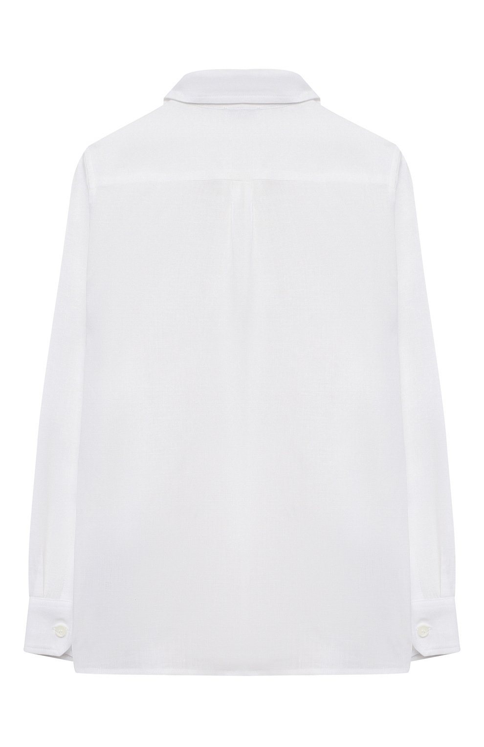 Детская льняная рубашка DOLCE & GABBANA белого цвета, арт. L42S70/G7YEA/8-14 | Фото 2 (Рукава: Длинные; Региональные ограничения белый список (Axapta Mercury): Не проставлено, RU; Материал сплава: Проставлено; Стили: Классический; Материал внешний: Лен; Драгоценные камни: Проставлено; Ростовка одежда: 10 - 11 лет | 140 - 146см, 12 лет | 152 см, 8 лет | 128 см)