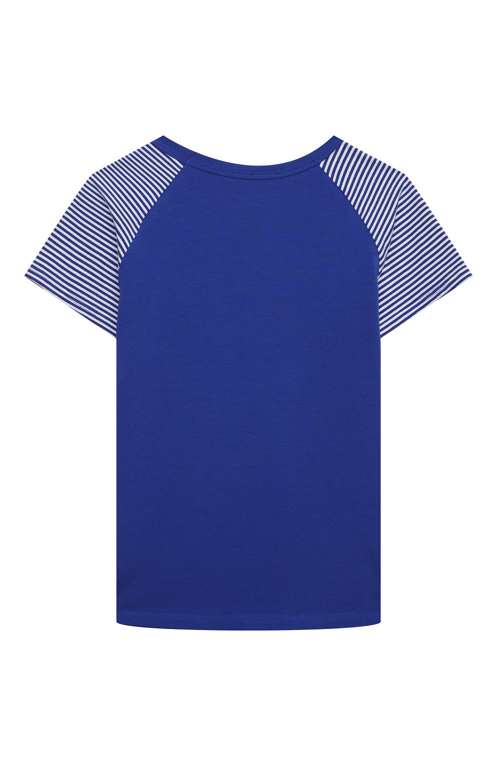 Женская хлопковая пижама LA PERLA синего цвета, арт. 70272/2A-6A | Фото 3 (Рукава: Короткие; Материал сплава: Проставлено; Материал внешний: Хлопок; Драгоценные камни: Проставлено)