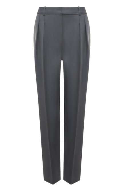 Женские шерстяные брюки LOULOU STUDIO серого цвета, арт. SBIRU | Фото 1 (Длина (брюки, джинсы): Удлиненные; Материал сплава: Проставлено; Материал внешний: Шерсть; Драгоценные камни: Проставлено)