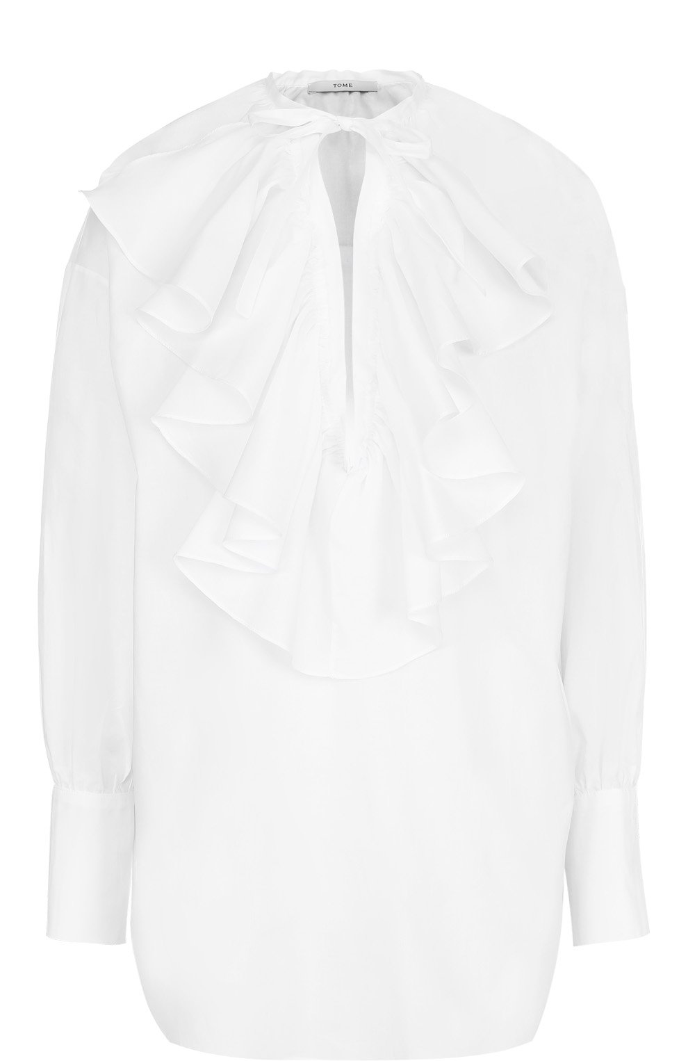 Блузы Tome, Хлопковая блуза свободного кроя с оборками Tome, США, Белый, Хлопок: 100%;, 2248378  - купить