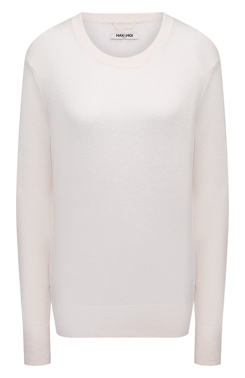 Женский пуловер из шелка и льна MAX&MOI белого цвета, арт. E21PEACE | Фото 1 (Материал внешний: Шелк, Лен; Рукава: Длинные; Длина (для топов): Стандартные; Региональные ограничения белый список (Axapta Mercury): RU; Материал сплава: Проставлено; Женское Кросс-КТ: Пуловер-одежда; Драгоценные камни: Проставлено; Стили: Кэжуэл)
