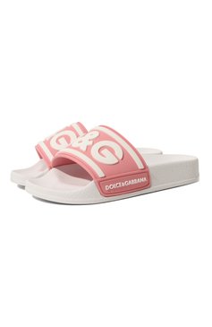 Детский шлепанцы DOLCE & GABBANA розового цвета, арт. DD0320/AQ858/24-28 | Фото 1 (Материал внешний: Экокожа)