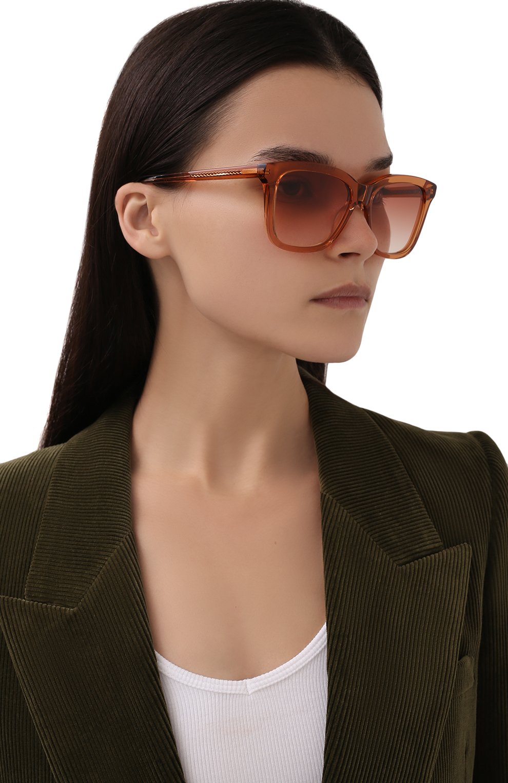 Женские солнцезащитные очки CHLOÉ коричневого цвета, арт. CH0079S | Фото 2 (Тип очков: С/з; Очки форма: Квадратные; Оптика Гендер: оптика-женское)