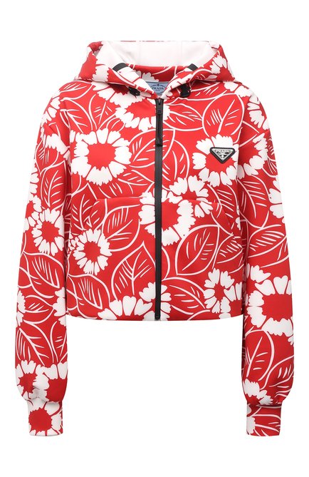 Женская куртка PRADA красного цвета, арт. 138599-10QJ-F0976-212 | Фото 1 (Материал внешний: Синтетический материал; Кросс-КТ: Куртка, лыжи; Рукава: Длинные; Длина (верхняя одежда): Короткие; Стили: Спорт-шик)
