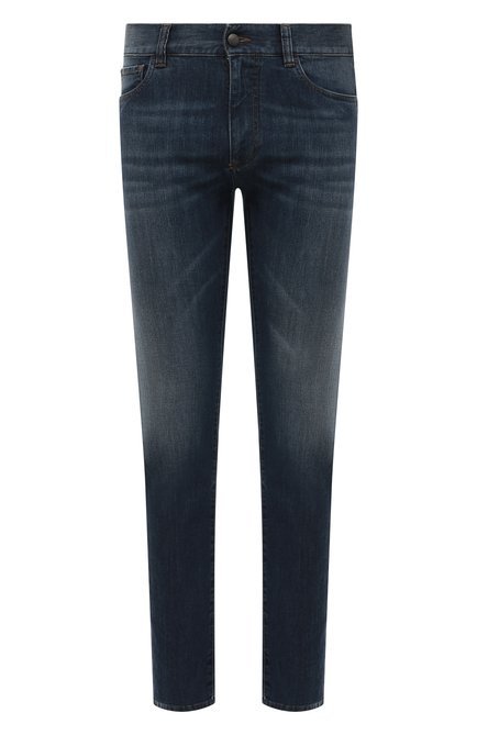 Мужские джинсы CANALI темно-синего цвета, арт. 91700/PD00003 | Фото 1 (Материал внешний: Хлопок, Деним; Силуэт М (брюки): Прямые; Детали: Потертости; Кросс-КТ: Деним; Стили: Кэжуэл; Длина (брюки, джинсы): Стандартные)
