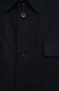 Мужская шерстяная куртка-рубашка LORO PIANA темно-синего цвета, арт. FAL5200 | Фото 5 (Кросс-КТ: Куртка; Мужское Кросс-КТ: шерсть и кашемир; Материал внешний: Шерсть; Материал утеплителя: Шерсть; Рукава: Длинные; Материал сплава: Проставлено; Драгоценные камни: Проставлено; Длина (верхняя одежда): Короткие; Стили: Кэжуэл)
