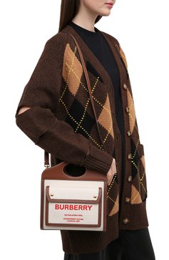 Женская сумка pocket BURBERRY бежевого цвета, арт. 8037401 | Фото 5 (Сумки-технические: Сумки через плечо, Сумки top-handle; Ремень/цепочка: На ремешке; Материал: Текстиль; Размер: small)