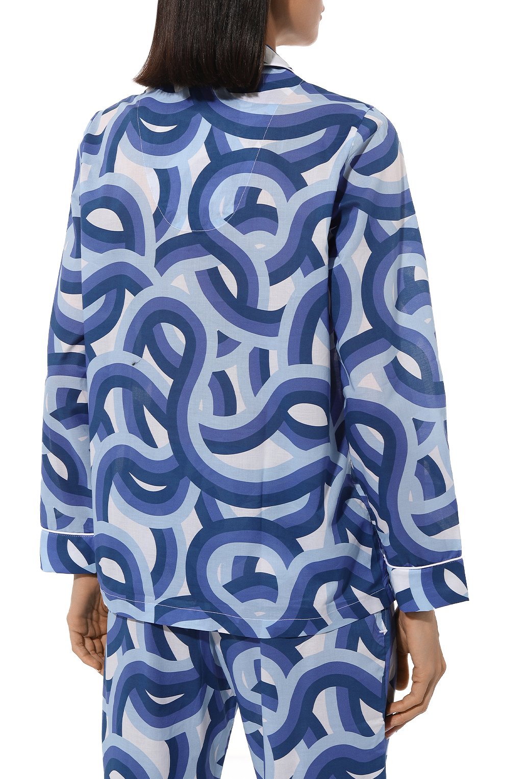 Женская хлопковая пижама DEREK ROSE голубого цвета, арт. 2012-LEDB051 | Фото 4 (Материал сплава: Проставлено; Нос: Не проставлено; Материал внешний: Хлопок)