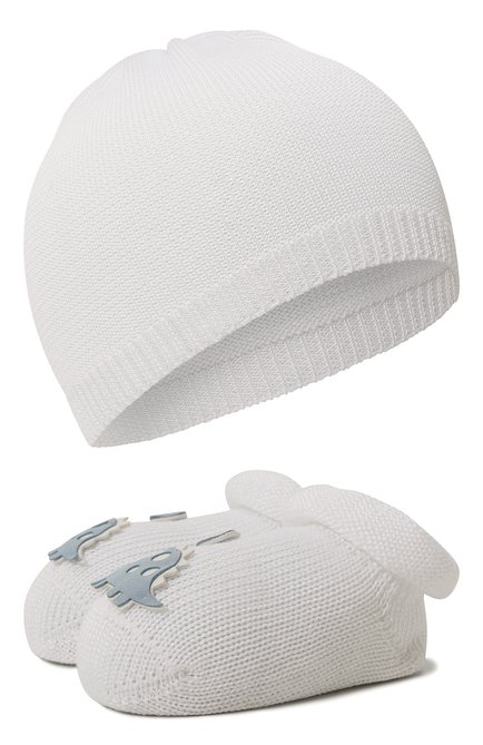 Мужского комплект из пинеток и шапки STORY LORIS белого цвета, арт. 21178 | Фото 1