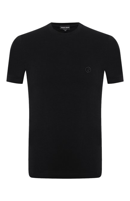 Мужская футболка из вискозы GIORGIO ARMANI черного цвета по цене 22600 руб., арт. 3GST52/SJP4Z | Фото 1