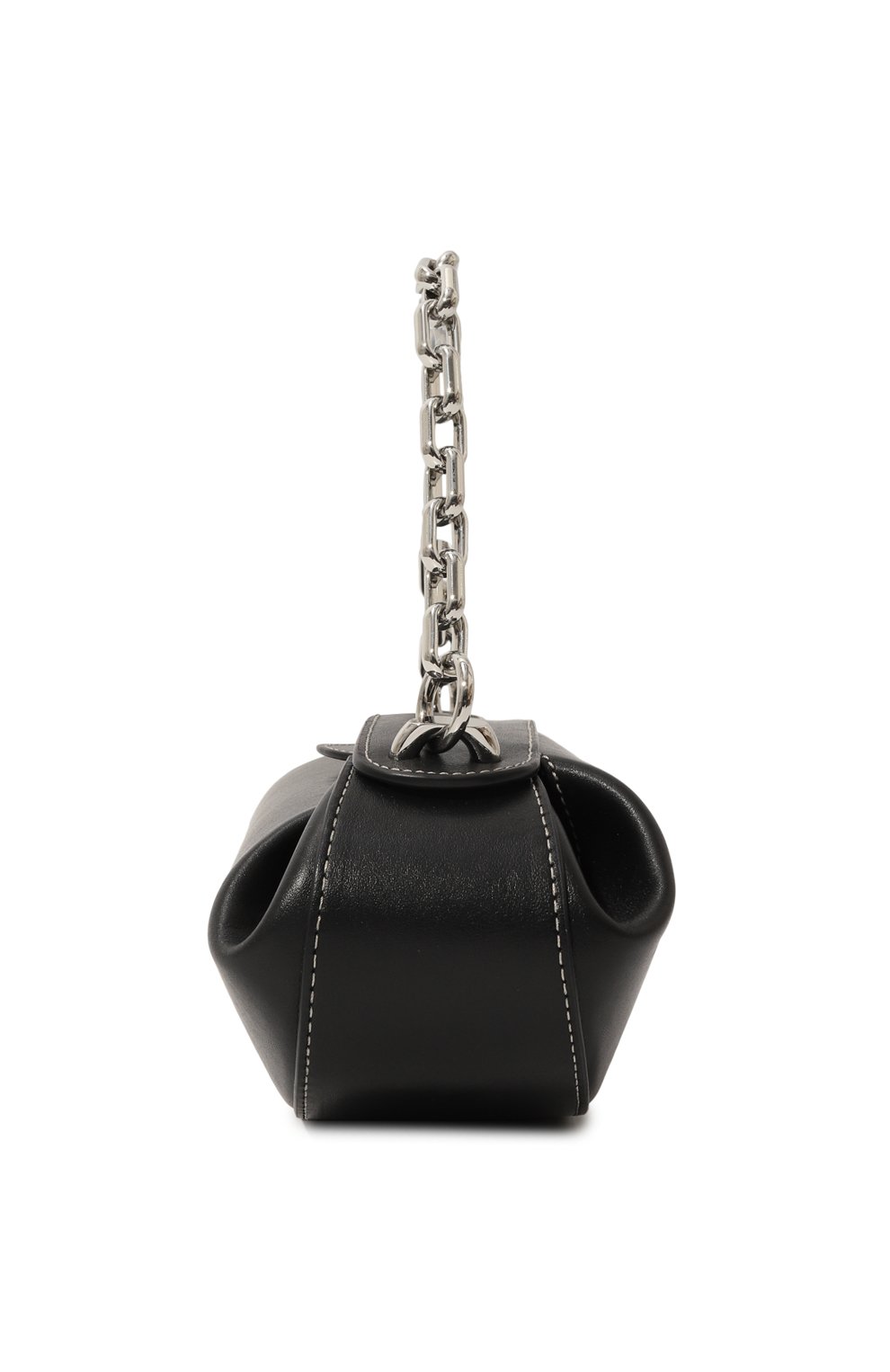 Женская сумка dinner roll YUZEFI черного цвета, арт. YUZC02-HB-DR-00 | Фото 4 (Сумки-технические: Сумки через плечо; Материал: Натуральная кожа; Ремень/цепочка: На ремешке; Размер: small)