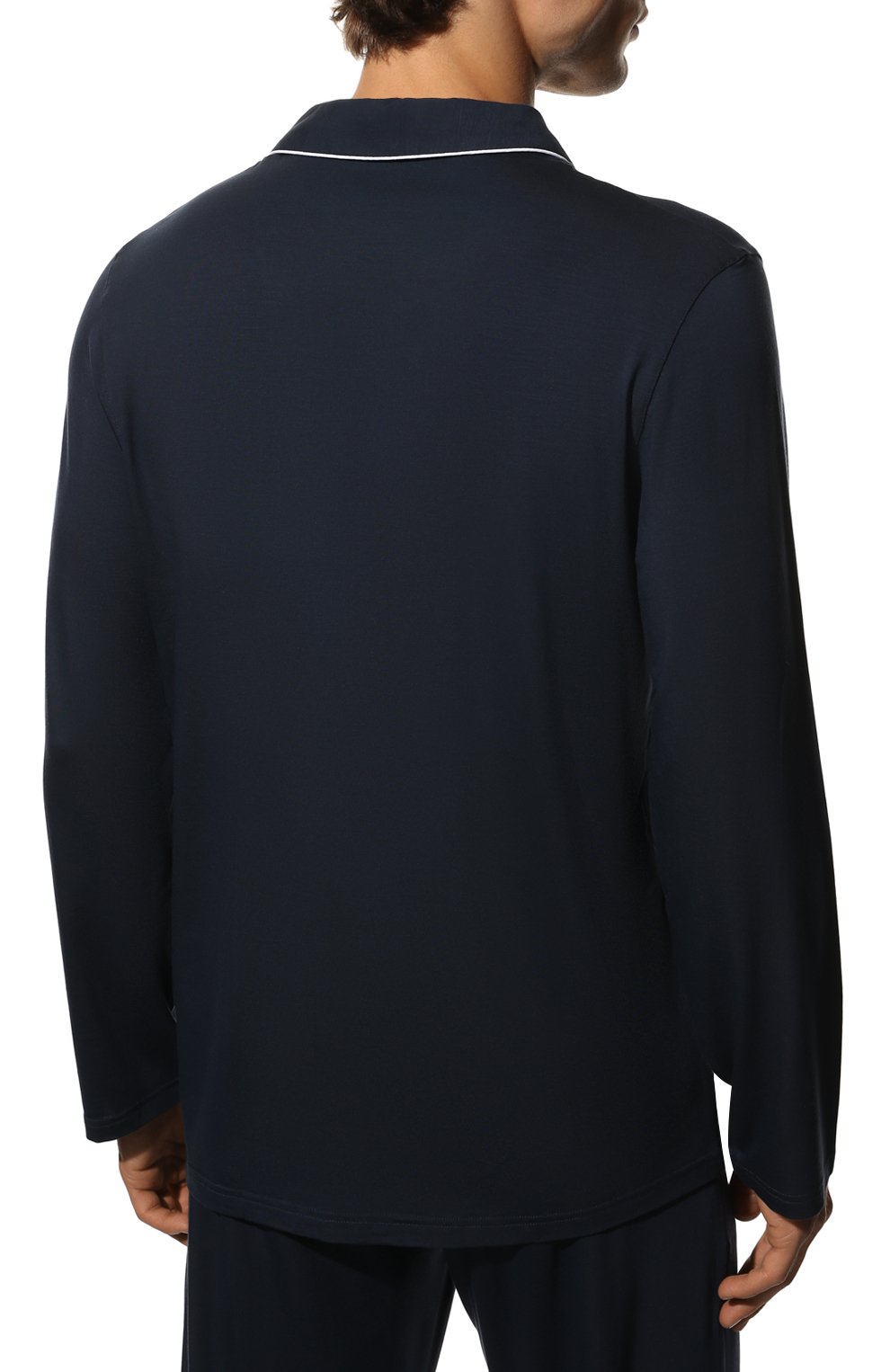 Мужская пижама DEREK ROSE темно-синего цвета, арт. 4070-BASE001 | Фото 4 (Рукава: Длинные; Кросс-КТ: домашняя одежда; Материал внешний: Синтетический материал; Длина (для то пов): Стандартные)