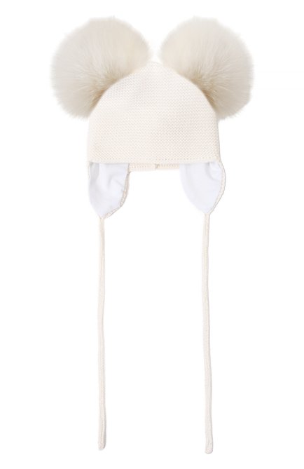 Детского шерстяная шапка CATYA белого цвета, арт. 325578/J0F | Фото 1 (Материал: Текстиль, Шерсть; Нос: Не проставлено; Материал сплава: Проставлено)