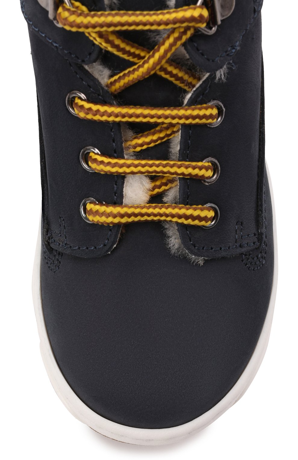 Детские замшевые ботинки WALKEY темно-синего цвета, арт. Y1B4-40851-0415/25-29 | Фото 4 (Материал утеплителя: Натуральный мех)