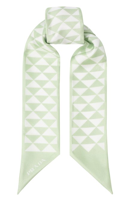 Женский шелковый платок PRADA зеленого цвета, арт. 1FF008-2DTP-F077L | Фото 1 (Материал: Текстиль, Шелк; Принт: С принтом)