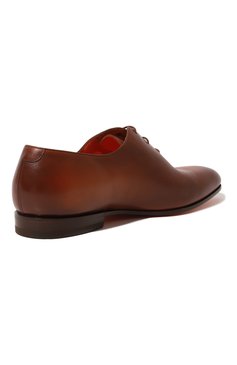 Мужские кожаные оксфорды SANTONI коричневого цвета, арт. MCLG16882SA3BSLFN01 | Фото 5 (Материал внутренний: Натуральная кожа; Стили: Классический)
