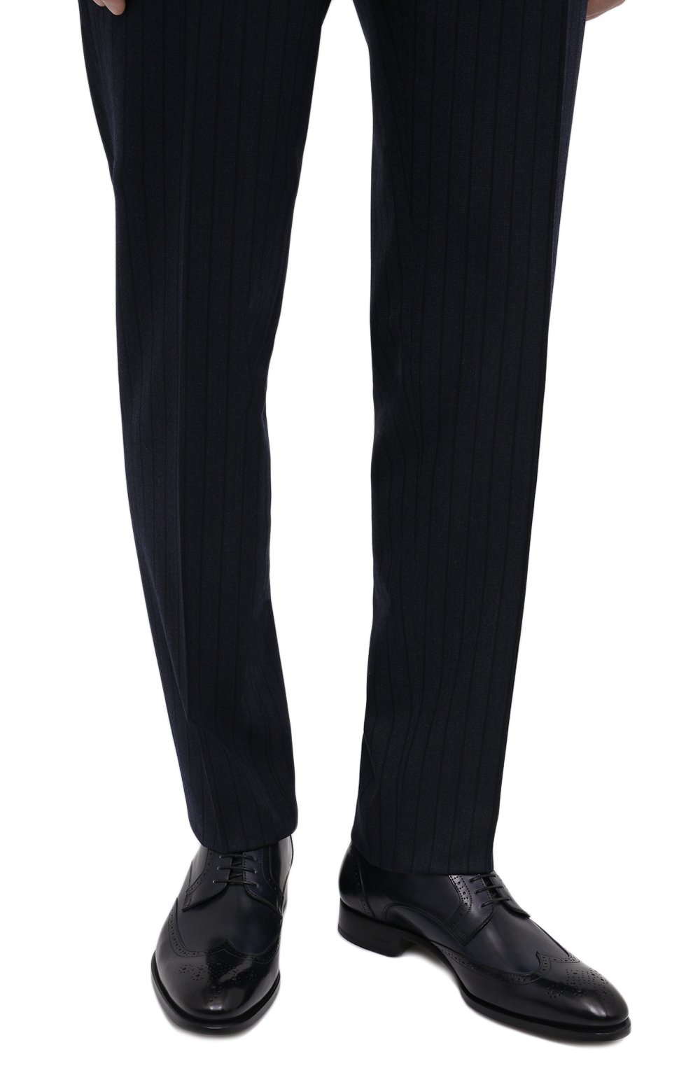Мужские кожаные дерби BRIONI темно-синего цвета, арт. QEES0L/P6757 | Фото 3 (Мужское Кросс-КТ: Броги-обувь; Материал внутренний: Натуральная кожа; Стили: Классический)
