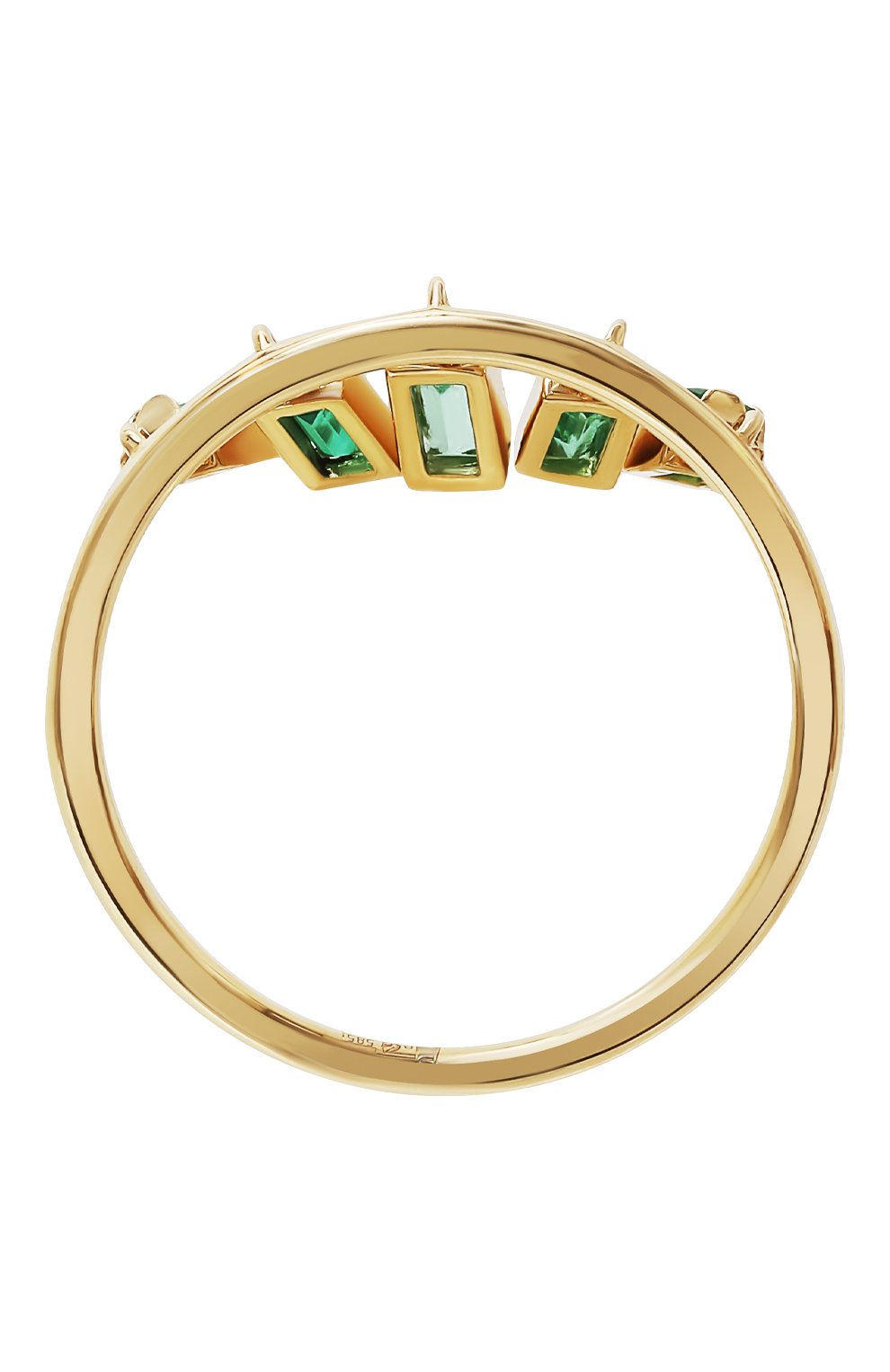 Женское кольцо с 5 подвесными изумрудами MOONKA зеленого цвета, арт. asm-r2-y | Фото 4 (Региональные ограничения белый список (Axapta Mercury): Не проставлено; Материал: Золото; Нос: Не проставлено)
