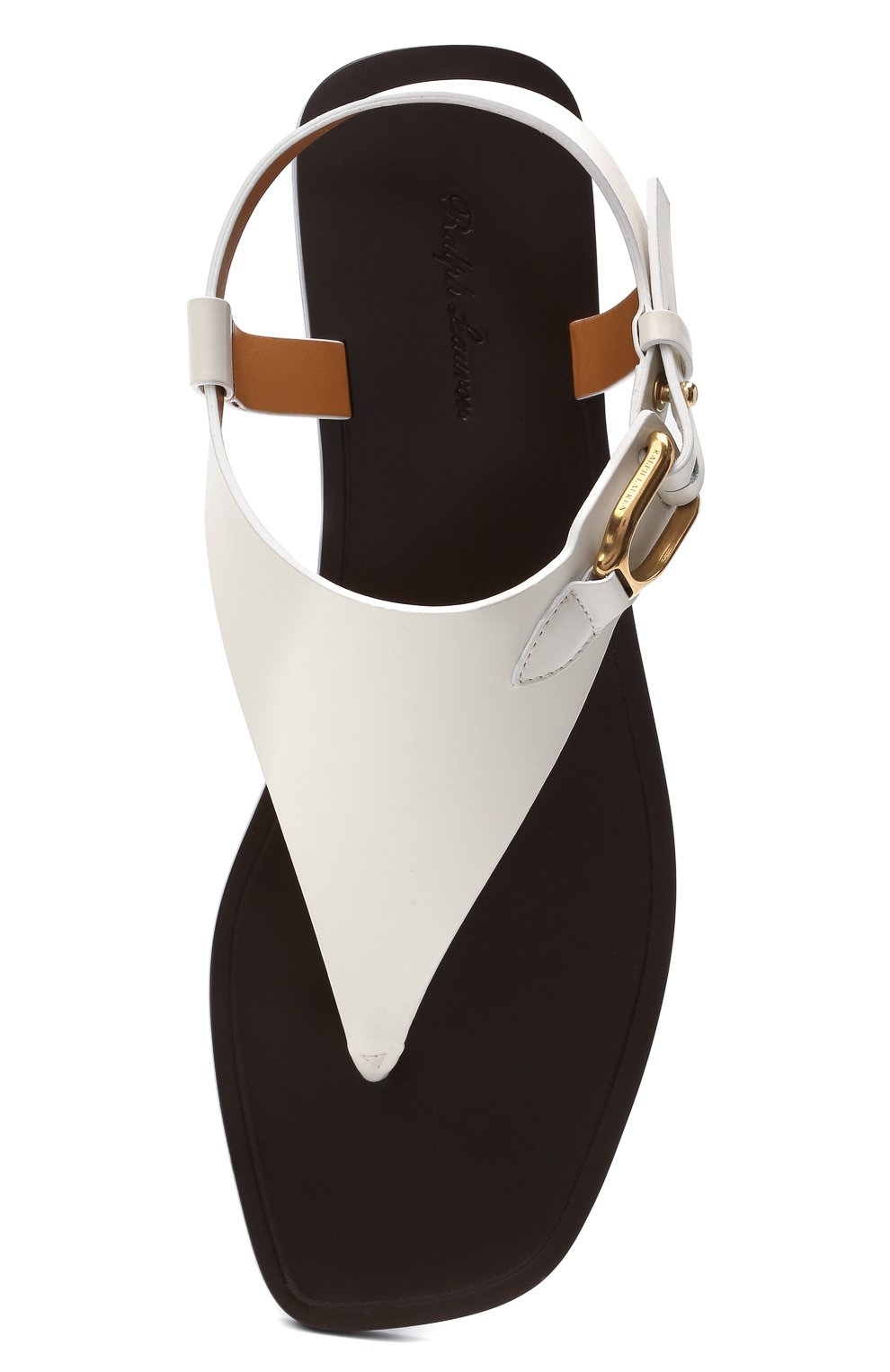 Женские кожаные сандалии RALPH LAUREN молочного цвета, арт. 800844075 | Фото 5 (Каблук высота: Низкий; Подошва: Плоская)