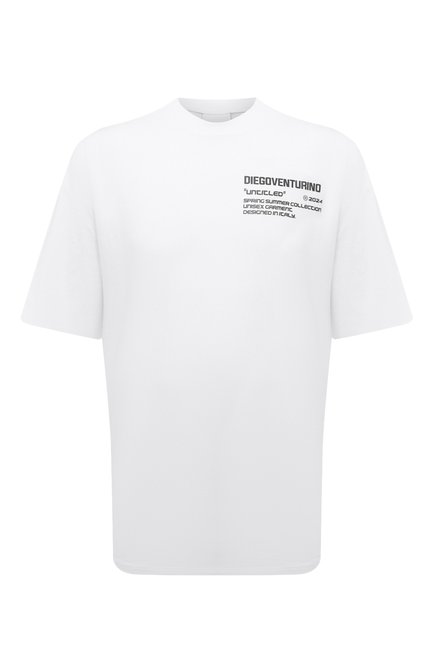 Мужская хлопковая футболка DIEGO VENTURINO белого цвета, арт. D3S4TS0BASIC2 | Фото 1 (Рукава: Короткие; Драгоценные камни: Проставлено; Материал внешний: Хлопок; Материал сплава: Проставлено; Длина (для топов): Стандартные)