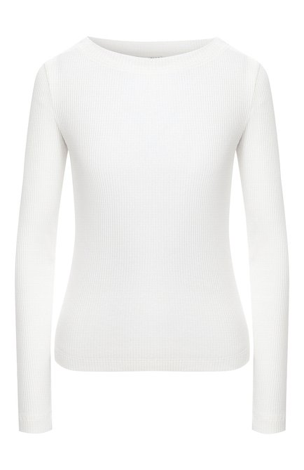 Женский хлопковый пуловер BRUNELLO CUCINELLI белого цвета по цене 45500 руб., арт. MH990BM108 | Фото 1