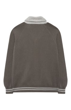 Детский хлопковый кардиган BRUNELLO CUCINELLI хаки цвета, арт. B29M11706C | Фото 2 (Рукава: Длинные; Мальчики Кросс-КТ: Кардиган-одежда; Материал сплава: Проставлено; Материал внешний: Хлопок; Драгоценные камни: Проставлено; Ростовка одежда: 12 лет | 152 см, 13 - 15 лет | 158 см)