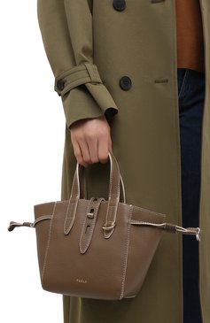Женский сумка-тоут furla net mini FURLA коричневого цвета, арт. BASRFUA | Фото 2 (Сумки-технические: Сумки-шопперы; Материал: Натуральная кожа; Размер: mini; Ремень/цепочка: На ремешке)
