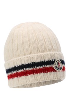 Мужская шерстяная шапка MONCLER белого цвета, арт. F2-091-9Z742-00-A9536 | Фото 1 (Материал: Текстиль, Шерсть; Кросс-КТ: Трикотаж)