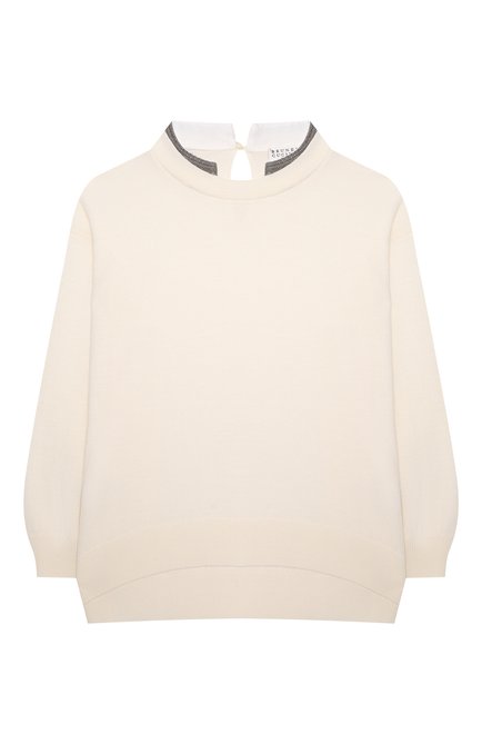 Детский шерстяной пуловер BRUNELLO CUCINELLI белого цвета по цене 56700 руб., арт. B14M82700A | Фото 1