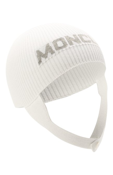 Детского хлопковая шапка MONCLER белого цвета, арт. G2-951-9Z714-00-V9217 | Фото 1 (Материал: Хлопок, Текстиль)