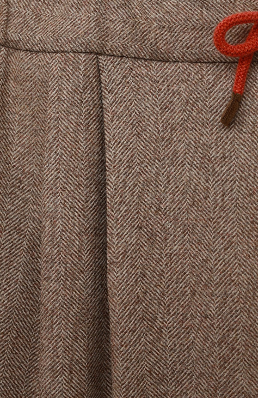 Детские шерстяные брюки BRUNELLO CUCINELLI коричневого цвета, арт. BE258P113C | Фото 3 (Материал внешний: Шерсть; Случай: Повседневный; Материал сплава: Проставлено; Нос: Не проставлено)