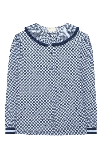 Детское хлопковая блузка GUCCI синего цвета по цене 47100 руб., арт. 623549/ZAE67 | Фото 1